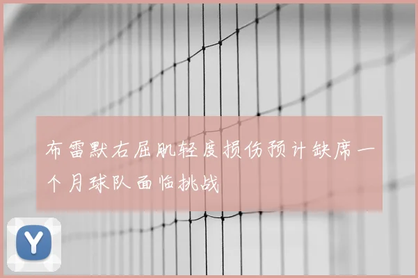 布雷默右屈肌轻度损伤预计缺席一个月球队面临挑战